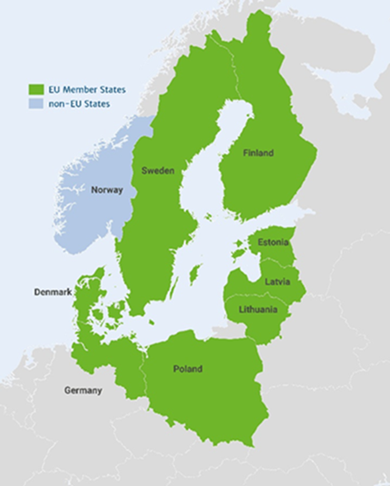 Obszar programu Interreg Morza Bałtyckiego 2021-2027