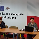 Pani Joanna Sarosiek, Dyrektor Departamentu Rozwoju Regionalnego i Wioletta Dąbrowska, Zastępca Dyrektora podczas spotkania